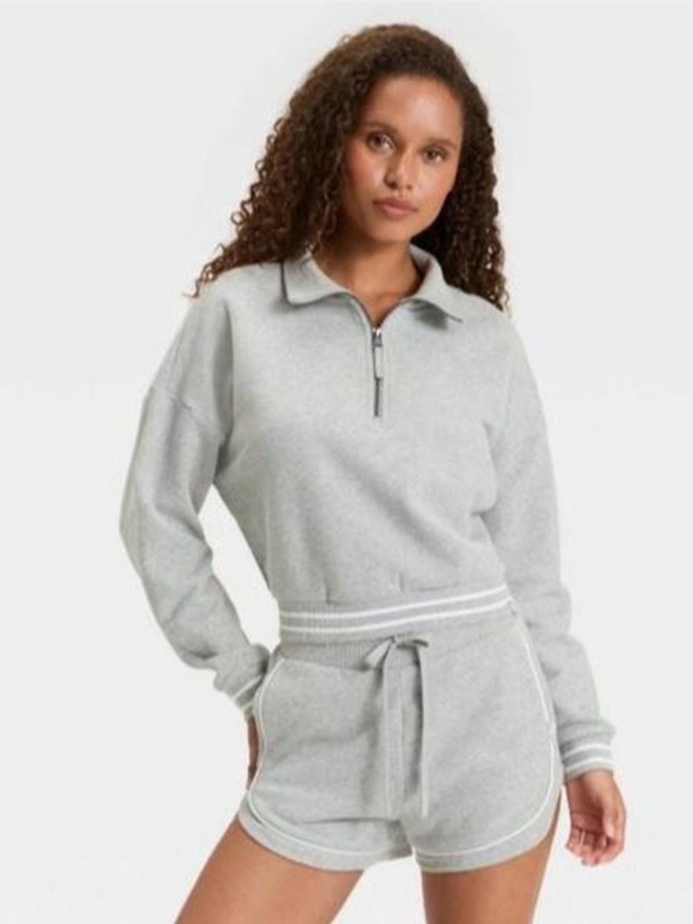 JoyLab Women’s‎ Gray Half-Zip Sweater, Pull Over, Cropped Size L